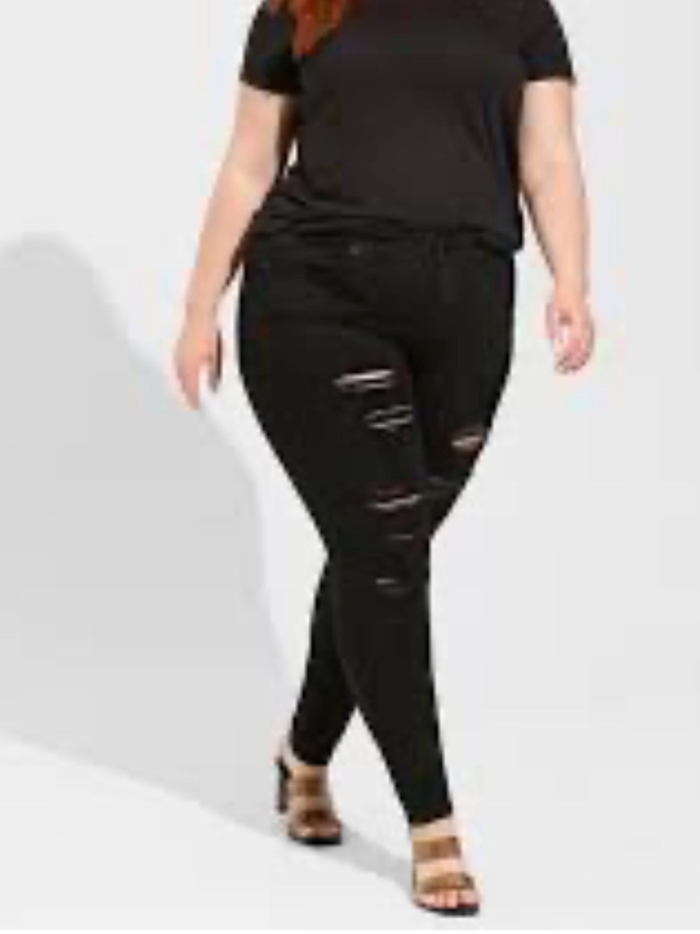 Torrid Bombshell Skinny Premium Stretch Size 20R Black Denim Ripped Jeans